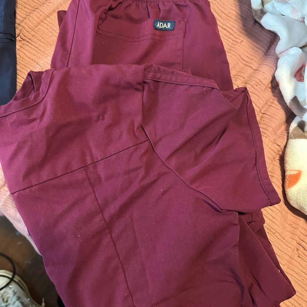 Adar Burgundy Scrub Set